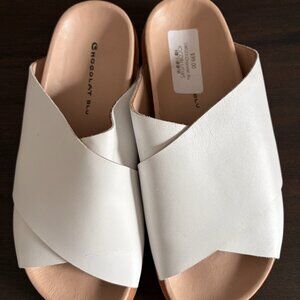 Chocolat Blu leather criss-cross slide, White Size 37 (US 6.5 to 7)